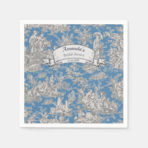 Guardanapo De Papel Cortina de chuveiro vintage floral azul toile de j