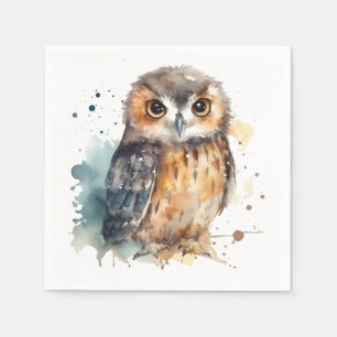 Guardanapo De Papel Coruja de Aquarela Cuta
