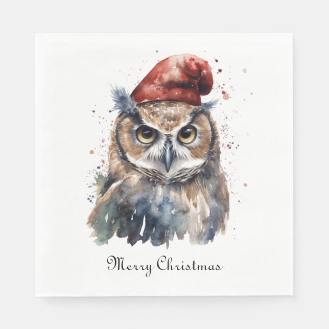 Guardanapo De Papel Coruja Invernal Encantada, personalizada (Frente)