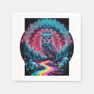 Guardanapo De Papel Coruja Psicodélica Mandala - Arte Florestal Trippy