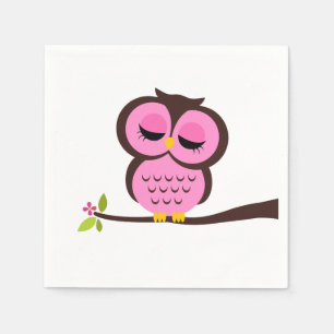 Guardanapo De Papel Coruja rosa-branca