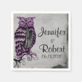 Guardanapo De Papel Coruja Roxa Posh Casamento Napkin