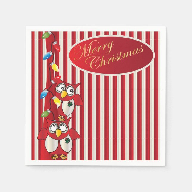 Guardanapo De Papel Corujas de Natal Feliz (Frente)