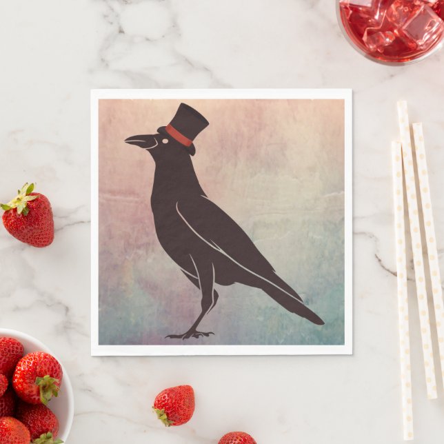 Guardanapo De Papel Corvids - Tophat Blackbird Raven (Insitu)