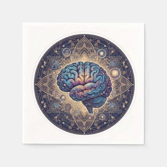 Guardanapo De Papel Cosmic Mind Mandala – Abstract Brain Art (Frente)
