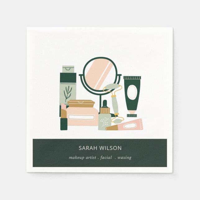 Guardanapo De Papel Cosmologista Elegante Blush Green Makeup (Frente)