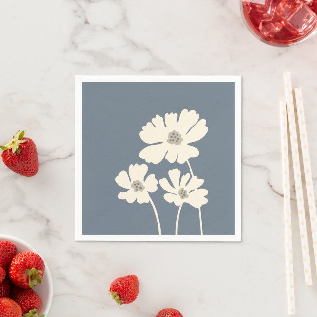 Guardanapo De Papel Cosmos Flowers Silhouettes Moderno Muro Floral (Insitu)