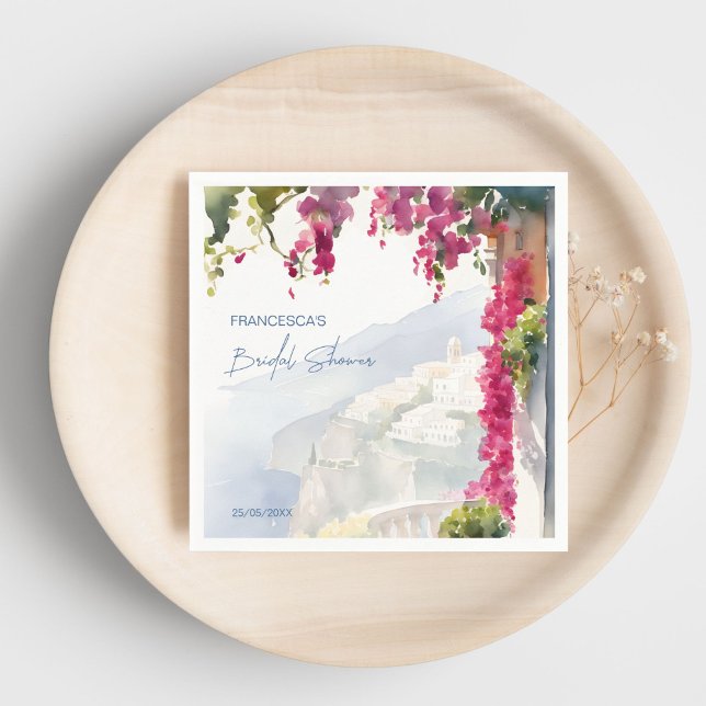 Guardanapo De Papel Costa Amalfitana churrasco de noiva Mediterrâneo i (Amalfi coast Mediterranean Italian bridal shower template Napkins personalized tableware)