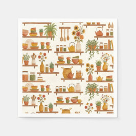 Guardanapo De Papel Cottage Pantry Shelves Watercolor Entertaining