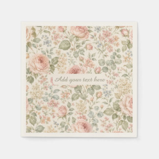 Guardanapo De Papel Cottagecore Rosa Empoeirada Verde Floral Jardim