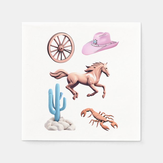 Guardanapo De Papel Cottoncandy Western Theme Cowgirl Party Art (Frente)