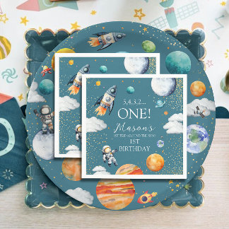 Guardanapo De Papel Countdown Space One First Trip Birthday