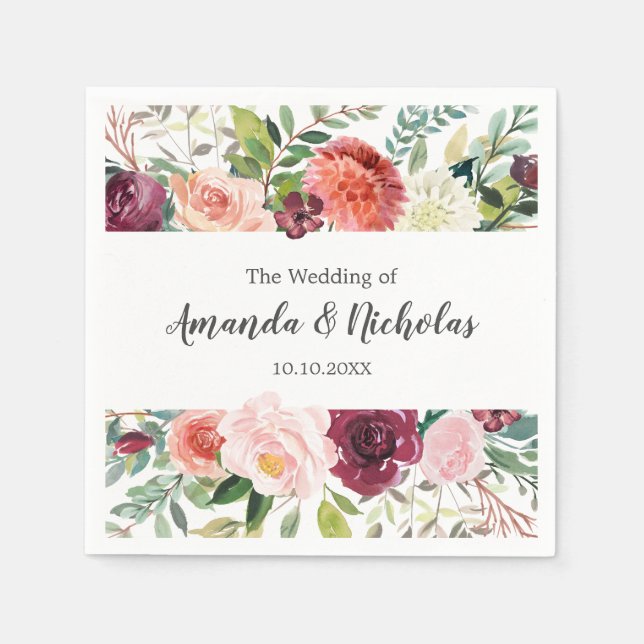 Guardanapo De Papel Country Bloom | Casamento de outono Floral Russo (Frente)