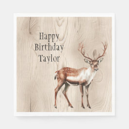 Guardanapo De Papel Country Faux Wood Deer Birthday