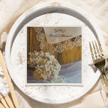 Guardanapo De Papel Country Lace and Flowers Barn Bridal Shower<br><div class="desc">Personalize the charming Country Lace and Flowers Barn Bridal Shower Paper Napkins with the name of the bride to be. These rustic chic custom western ranch style wedding shower disposable napkins feature a quaint floral photograph of a dried hydrangea flower blossom, white bridal veil, pearl necklace and vintage lace trimmed...</div>