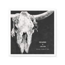 Country Rodeo Western Black and White Bull Skull