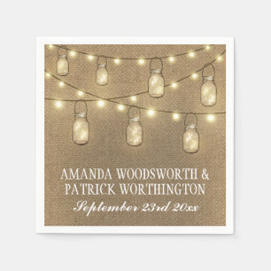 Guardanapo De Papel Country Rustic Burlap Mason Jar Wedkins