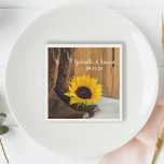 Guardanapo De Papel Country Sunflower Western Wedding<br><div class="desc">Pair the charming Country Sunflower Western Wedding Paper Napkins with the matching Disposable Paper Plates to create a coordinated set for your casual yet classy rural farm or ranch style bridal shower or marriage reception. These informal and elegant custom rustic wedding napkins feature a quaint floral photograph of a yellow...</div>