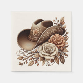 Guardanapo De Papel Country Western Cowgirl Hat com Flores