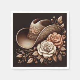 Guardanapo De Papel Country Western Cowgirl Hat com Flores