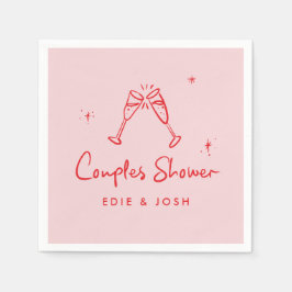 Guardanapo De Papel Couples shower modern pink red elegant handwritten