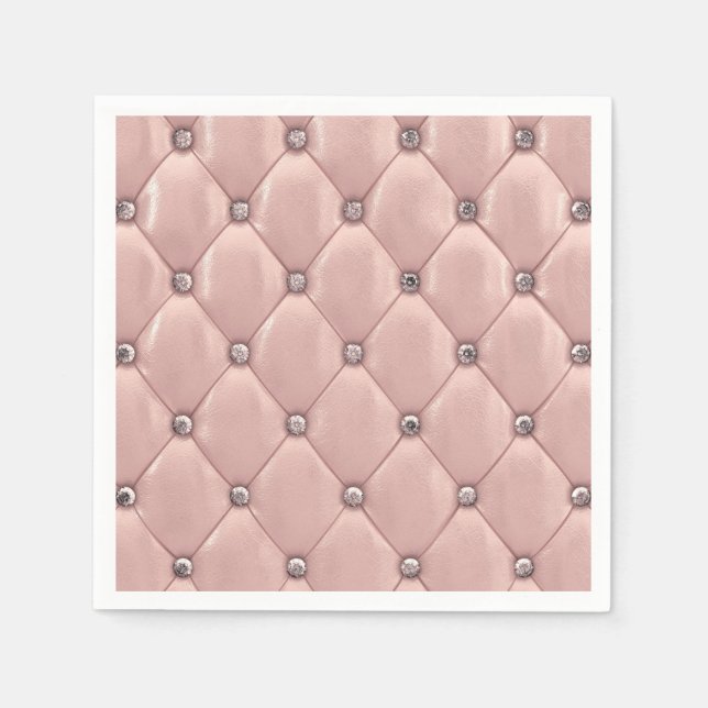 Guardanapo De Papel Couro Metálico Elegante Rosa Esbranquiçado (Frente)