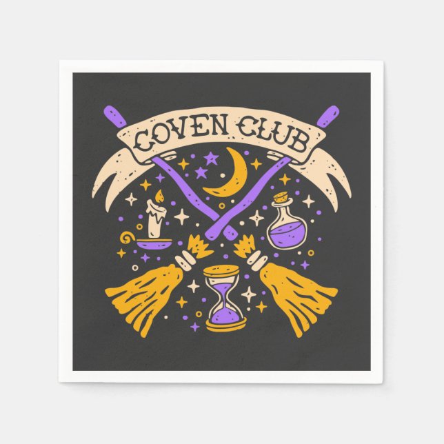 Guardanapo De Papel Coven Club Halloween Witeen Night Sky (Frente)