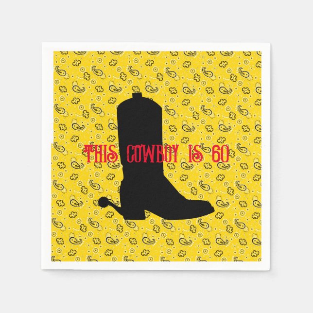 Guardanapo De Papel Cowboy Boot Spurs Silhouette Bandana 60º Aniversár (Frente)