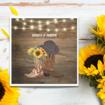 Cowboy Boots Sunflower Western Weding Favor