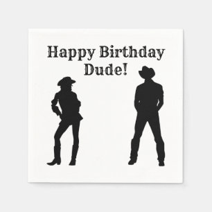 Guardanapo De Papel Cowboy Cowgirl Feliz Aniversário Cara