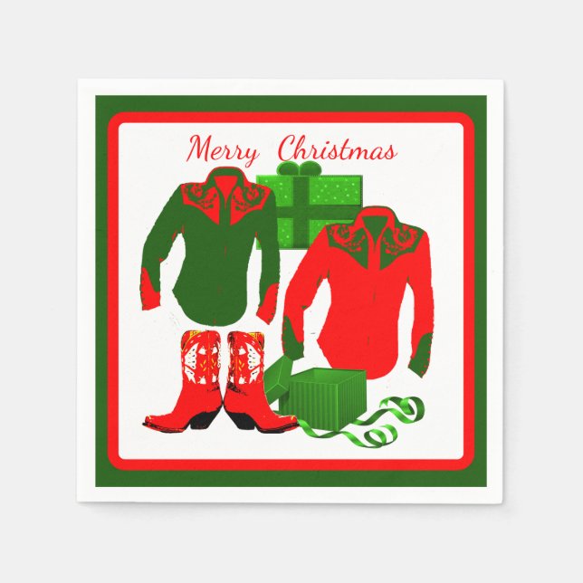 Guardanapo De Papel Cowboy Cowgirl Rodeo Western Shirts e Boots (Frente)