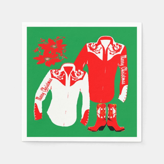 Guardanapo De Papel Cowboy Cowgirl Rodeo Western Shirts Feliz Christm (Frente)