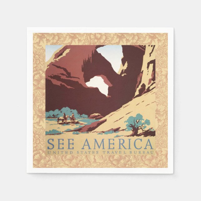 Guardanapo De Papel Cowboy Desert Vintage Cavalos Ocidentais (Frente)