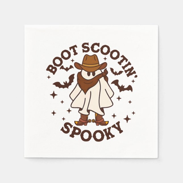 Guardanapo De Papel Cowboy Ghost Cowhide Boot Scoting Spookout Western (Frente)