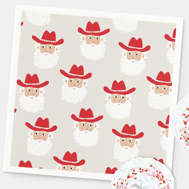 Guardanapo De Papel Cowboy Santa Claus Western Christmas (Fun Cowboy Santa Claus Western Holidays Christmas party paper napkin)
