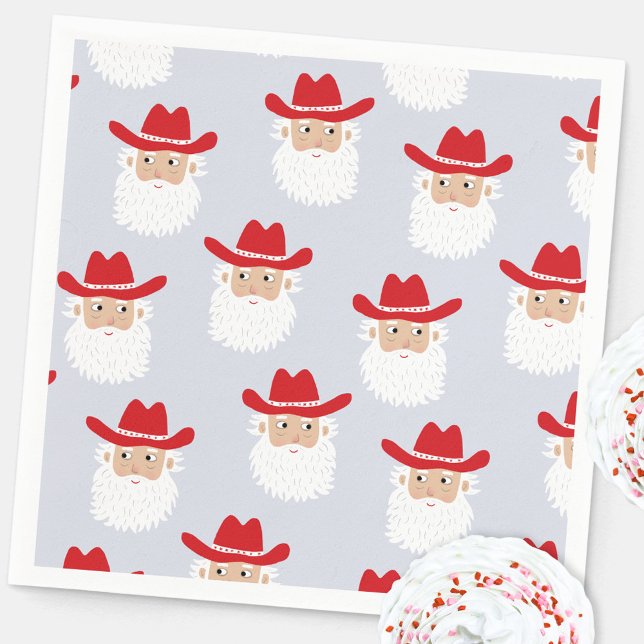Guardanapo De Papel Cowboy Santa Claus Western Christmas (Fun Cowboy Santa Claus Western Holidays Christmas party paper napkin)