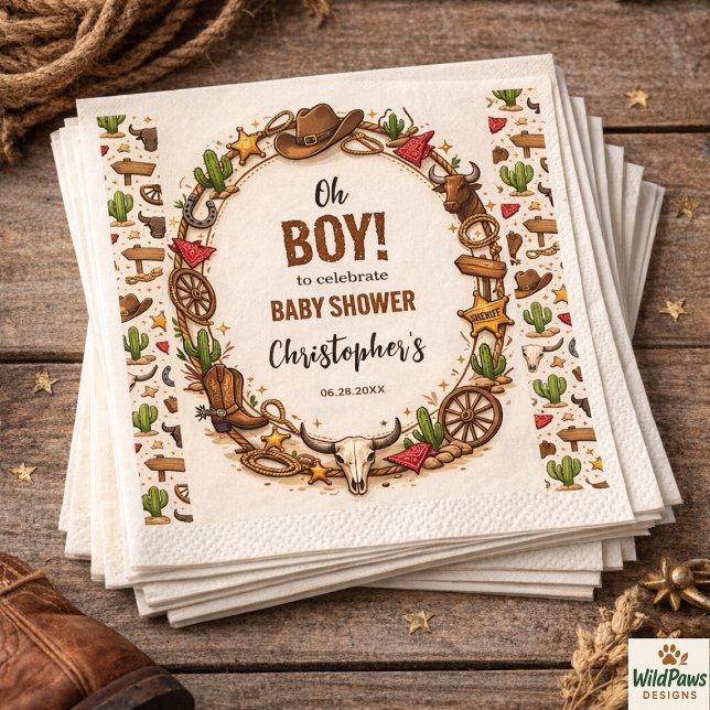Guardanapo De Papel Cowboy Wild West Rodeo Ranch | Rustic Western Baby (Cowboy Wild West Rodeo Ranch | Rustic Western Baby Napkins)