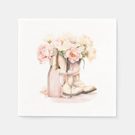 Guardanapo De Papel Cowgirl Boots Bubbly Peonies BRIDAL SHOWER