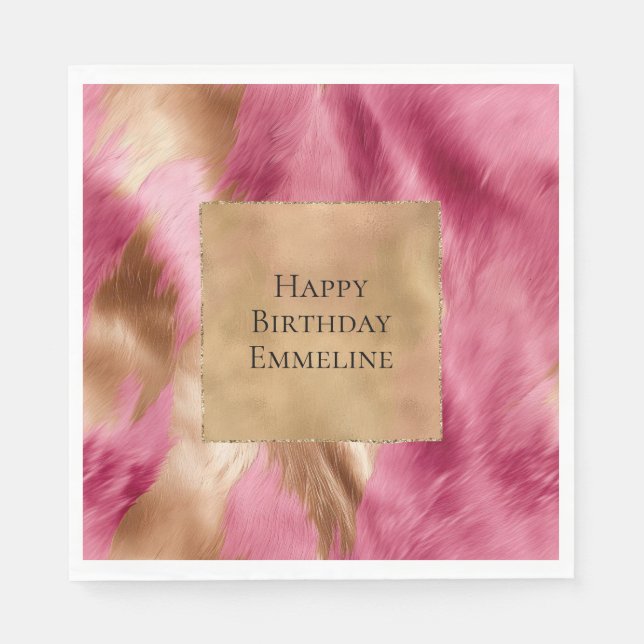 Guardanapo De Papel Cowhide Castanho Dourado Rosa Ocidental (Frente)