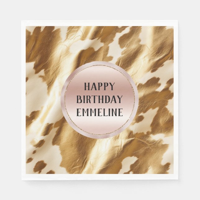 Guardanapo De Papel Cowhide de Cream Dourado Ocidental (Frente)