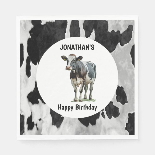 Guardanapo De Papel Cowhide Preto e Branco (Frente)