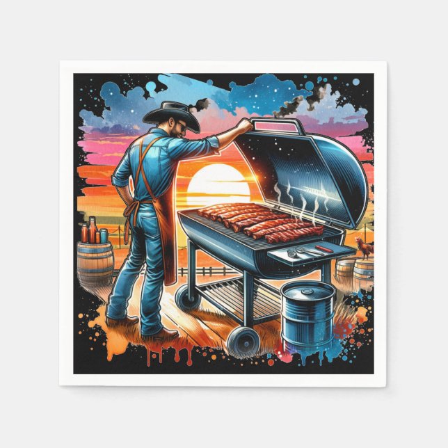 Guardanapo De Papel Cozimento e CHURRASCO de cowboy ocidental (Frente)