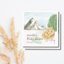 Guardanapo De Papel Cozy Beige Mountain Watercolor Bear Family 