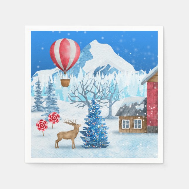 Guardanapo De Papel Cozy Cottage In Winter Wonderland (Frente)