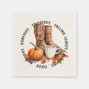 Guardanapo De Papel Cozy Fall Vibes - Boots, Pumpkin Spice, Bonfire