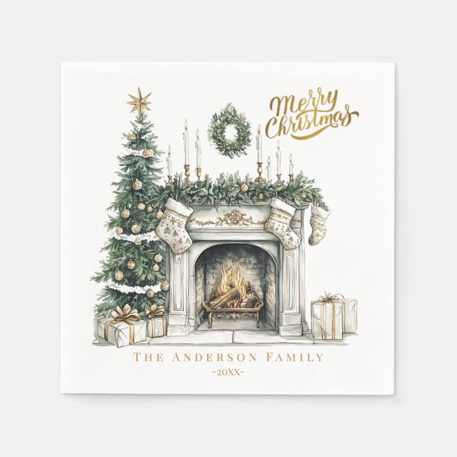 Guardanapo De Papel Cozy Merry Christmas Winter Napkins (Frente)