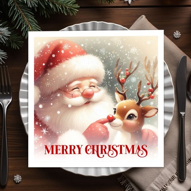 Guardanapo De Papel Cozy Santa Claus Rudolph Holiday Party Dinner Napk (Cozy Santa Claus Rudolph Holiday Party Dinner Napkins

)