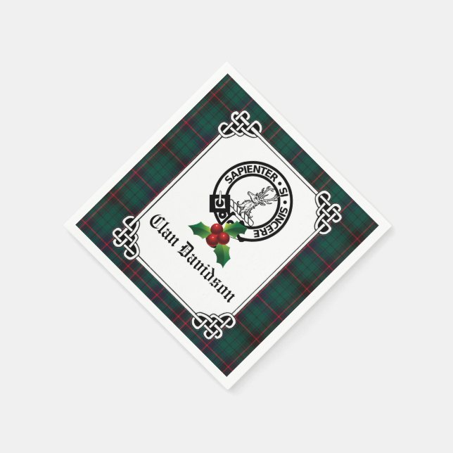 Guardanapo De Papel Crachá Clan Davidson Crest e Feriado Tartan (Canto)