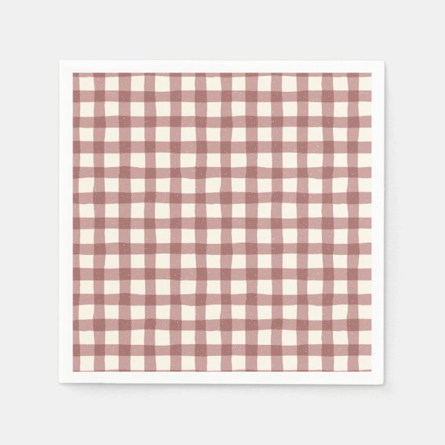 Guardanapo De Papel Cranberry Gingham Red Maroon (Frente)