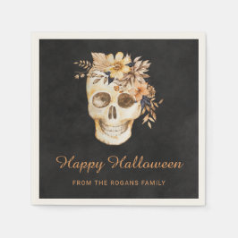 Guardanapo De Papel Craniano Floral Rústico Halloween